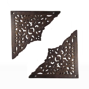 5.5" inches Set of Vintage Simple Elegant Corner Decorative Plates Door Picture Frame Solid Brass Window Decor