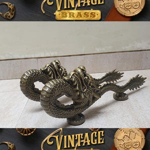18.8&quot; Set of Vintage Dragon Nest antique Door Handle | Unique Main Entry Door Pull | Solid Brass Door Handle Home Decor Express Ship