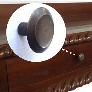 Vintage Flat Bevelled Edge Solid Brass Knob, Antique Furniture Hardware