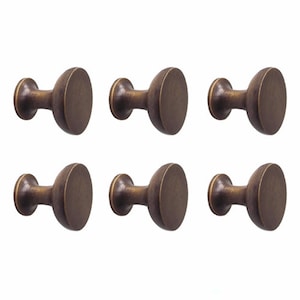 Lot of 6 pcs Knob Drawer Pulls, Knob Drawer Handle, Vintage Round Flat Plain simple Drawer Handle, Brass Drawer Pulls, Kitchen Drawer Handle