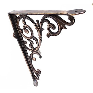 Pair of Vintage Simple Engrave Shelf Bracket Books Photos Solid Brass Bathroom Shelving Bracket