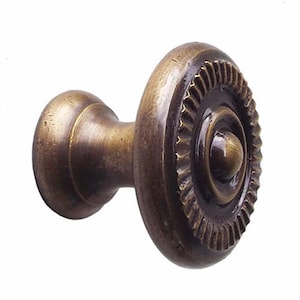 Set of Knob Drawer Pulls Vintage Ribbed Edge Cabinet Brass Handle Kitchen Home Decor