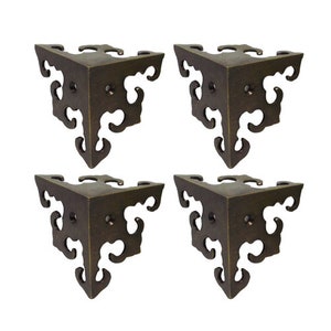 Set of 4 pcs Vintage 3D Ornate Carve Corner Protector Decor Shelf Table Cabinet Hardware