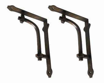 Set von Vintage Einfache Kurve Orientalische Regal Halterung Bücher Fotos Massivem Messing Badezimmer Regal Halterung