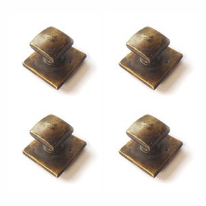 Vintage Square Solid Brass Knob, Antique Cabinet Drawer Pull