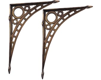 Vintage Art Deco Solid Brass Shelf Brackets - French Style (Pair)