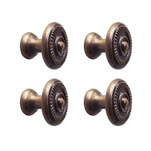 Lot of 4pcs Knob Drawer Pulls, Vintage Ribbed Edge Drawer Handle, Brass Drawer Handle, Drawer Pulls Hardware Decor