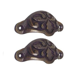 Pair of Vintage Knob Drawer Pulls, Ornate Floral Knob Drawer Handle, Solid Brass Knob Drawer Handle, Drawer Handle Home Decor
