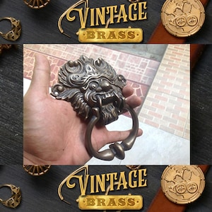Classic Vintage Barong Bali Door Knocker Solid Brass Antique Finish Front Door Art Knocker