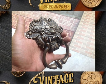 Classic Vintage Barong Bali Door Knocker Solid Brass Antique Finish Front Door Art Knocker