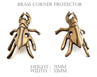 71mm Set of Solid Brass Corner Protector Brass Skiffers Skirting Wall Corners Protectors Rhino Beetle