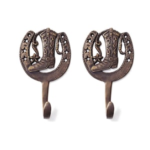 Solid Brass Horseshoe Boot Hook Hanger, Antique Wall Mount