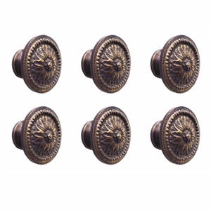 Set of Knob Drawer Pulls, Vintage Sunflower Drawer Handle, Antique Solid Brass Drawer Pulls, Drawer Pulls Kitchen Decor