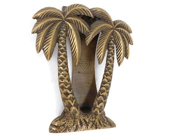 5.9" inch Vintage Front Door Knocker Palm Tree Design Solid Brass Door Knockers Decor