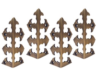 80mm Set of Brass Skiffers Corner Protectors, Skirting Wall Corner Protector Guard Anchor Fern