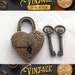 Vintage Ornate Love Carve PADLOCK Solid Brass Antique Key Working Lock 