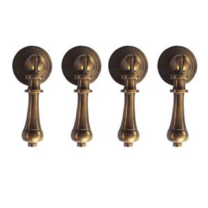 Set of Vintage Knob Drawer Pulls, Round Backplate Victorian cudgel, Brass Drawer Pulls, Victorian Drawer Pulls