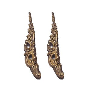 Vintage Georgian Brass Corner Protector - Carved Decor (285mm Pair)