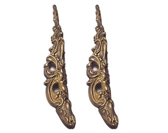 Vintage Georgian Brass Corner Protector Skiffers Skirting Wall Corner Protectors - Carved Decor (285mm)