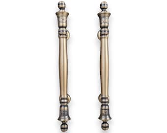 Tirador de puerta de latón vintage de 18,5" / Tiradores de puerta antiguos para muebles - Diseño de campana