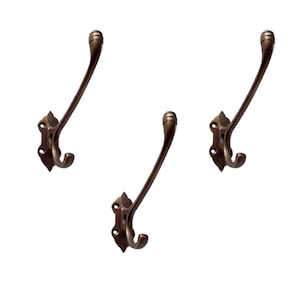 3.54&quot; inch Set of Vintage Cozy Victorian simple double Hook, Bathroom Brass Hook Hanger, Antique Solid Brass Strong Wall Mount Coat Hat Hook