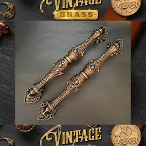 Set von Vintage Haupteingang Türgriff Batik Form aus massivem Messing Wohnkultur Express Ship