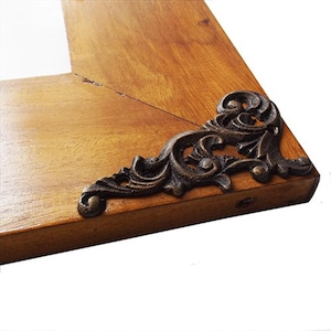 Set of 4 pcs Vintage Leaf Scroll Corner Decorative Plates Picture Frame Solid Brass Drawer Decor
