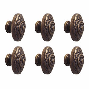 Set of 6 pcs Knob Drawer Pulls, Knob Drawer Handle, Vintage Retro Sunflower Oval simple Drawer Handle, Antique Brass Drawer Handle