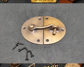 Set of Vintage Solid Brass Oval Latch Locks: Chest Box Cabinet Hardware