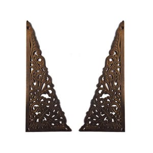 Set of Vintage Elegant Carve Corner Decorative Plates Picture Frame Brass Drawer Decor