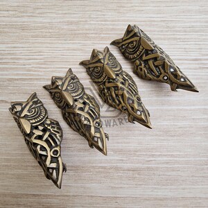 113mm Set of Solid Brass Corner Protector Skiffers Barn Owl Wall Table Corner Guard image 6