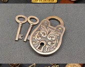 Vintage Ornate Flower old PADLOCK Solid Brass Antique Key Working Lock
