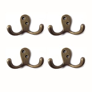 2.7&quot; inches Set of Vintage Short double Coat Hook Brass Hangers, Strong Wall Mount Coat Hat Hook Bathroom Towel Hook Handle