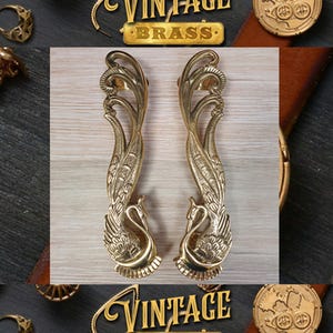 14.5&quot; Set of Vintage Peacock Unique Door Handle | Animal Door Handle | Polished Brass Door Pull Home Decor Express Ship