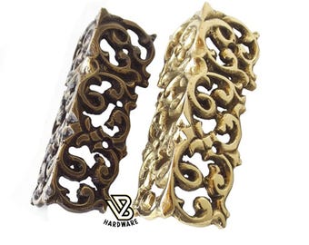 Set of Solid Brass Corner Protector Skiffer Skirting Wall Bracket Corner Protectors Guard Ornate  (100mm)