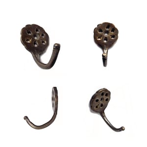 1.57inch Set of Vintage Flower Petals Hook Hanger, Bathroom Hook Hangers Antique Solid Brass Strong Wall Mount Coat Hat Hooks Handle