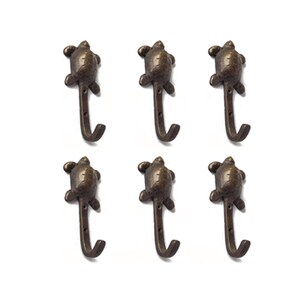 2.46&quot; inch Set of Vintage Little Turtle Hook Hanger, Bathroom unique Hangers, Antique Solid Brass Strong Wall Mount Coat Hat Hook Hanger
