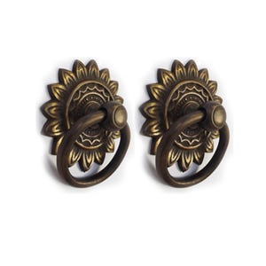 2.9" Pair of Vintage Entry Door Pull Handle Sunburst Filigree Solid Brass Cabinet Handle Closet Door Pulls Home Decor