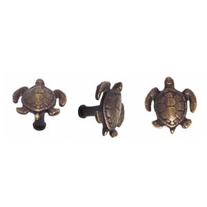 1.6&quot; Set of Little Turtle Knob Drawer Pulls, Vintage Knob Drawer Handle, Solid Brass Drawer Pulls, Kitchen Drawer Pulls, Cabinet Drawer Pull