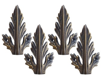 SET of Solid Brass Corner Protector Skiffers Vintage Skirting Wall Corner Protectors Acanthus Leaf  (71mm)