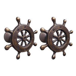 Ein Paar Vintage Boot Lenkrad Vorhang Raffhalter aus massivem Messing Holdback Wandhaken Aufhänger Wohnkultur