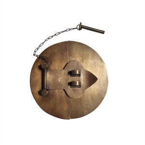 Cerradura de puerta de gabinete vintage retro redonda lisa con cadena de latón macizo, caja fuerte simple