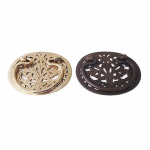 Vintage Filigree Solid Brass Drawer Pull, Kitchen Cabinet Handle (4.72 inch)