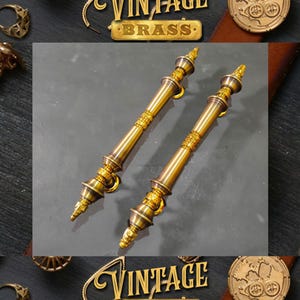 Vintage Pine Pattern Brass Door Pull Handle Set - 18&quot;