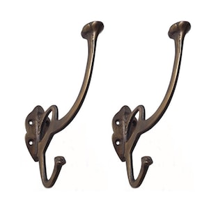 5.51&quot; inch Set of Retro Curve Plate Hook Hanger, Bathroom Towel Hook Handle, Antique Solid Brass Victorian Hook Hanger, Wall Mount Hook