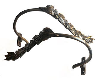 Pair of Vintage Laurel Leaf Curtain Tie Backs Holdback Solid Brass Wall Hooks Hanger Home Decor