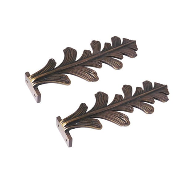 Pair of 2 pcs Vintage Fern Leaf Corner Protector Decor Shelf Cabinet Hardware