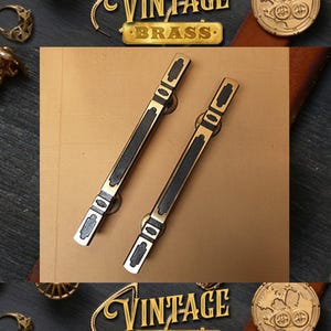 Vintage Solid Brass Door Pulls: Antique Entry Handles, 17.7&quot; Set