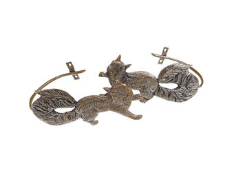 Pair of Vintage Squirrel Curtain Tie Backs Holdback Solid Brass Wall Hooks Hanger Home Decor