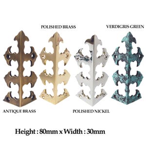 80mm Set of Anchor Fern leaf Box Corner Protector | Brass Skiffers | Wall  Corner Protector | Brass Corner Protector Hardware Home Decor